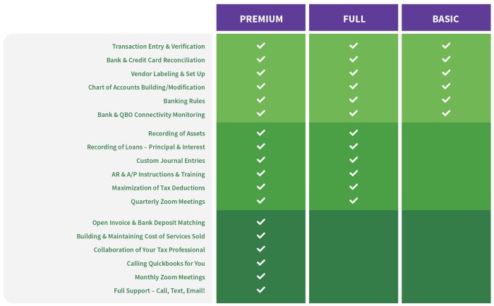Monthly bookkeeping packages